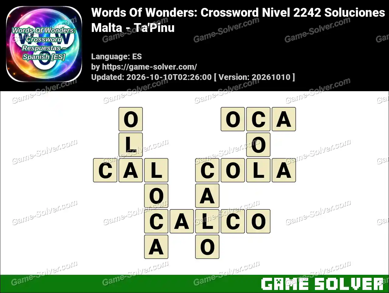 Words Of Wonders: Crossword Nivel 2242 Soluciones – Malta – Ta’Pinu